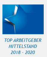 Logo: ausgezeichnet als Top Arbeitgeber Mittelstand 2018 - 2020